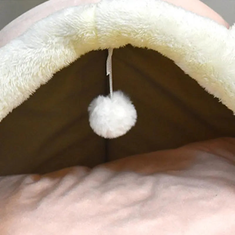 Thermal Cartoon Animal Ear Design Pet Bed - Soft and Warm Fleece Cat Cave for Indoor Use, Comfortable and Cute Cat Furniture, Ideal for Daily Use and Gift Giving