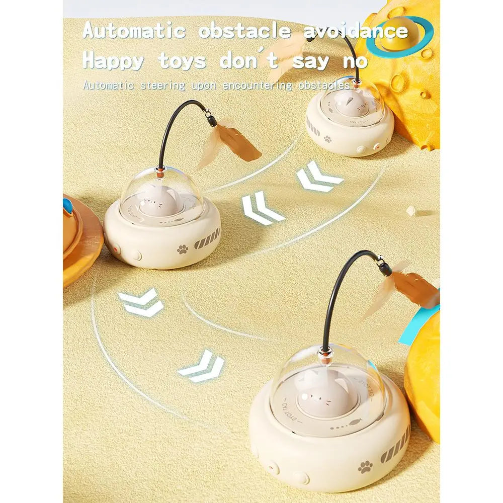 Interactive 2-in-1 Smart Laser and Feather Wand Toy for Indoor Cats - Automatic Rotating Electric Toy for Engaging Self-Play and Boredom Relief