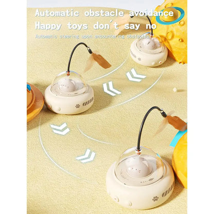 Interactive 2-in-1 Smart Laser and Feather Wand Toy for Indoor Cats - Automatic Rotating Electric Toy for Engaging Self-Play and Boredom Relief