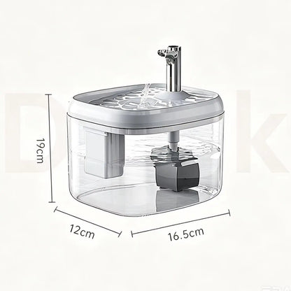 1.5L Automatic USB Cat Water Fountain with Filter - Transparent Gray Circulating Fresh Water Dispenser for Cats and Small Dogs