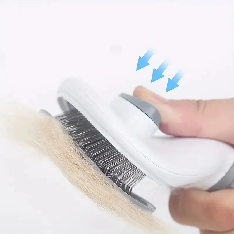 Self-Cleaning Pet Hair Removal Comb for Cats and Dogs - One-Button Slicker Brush