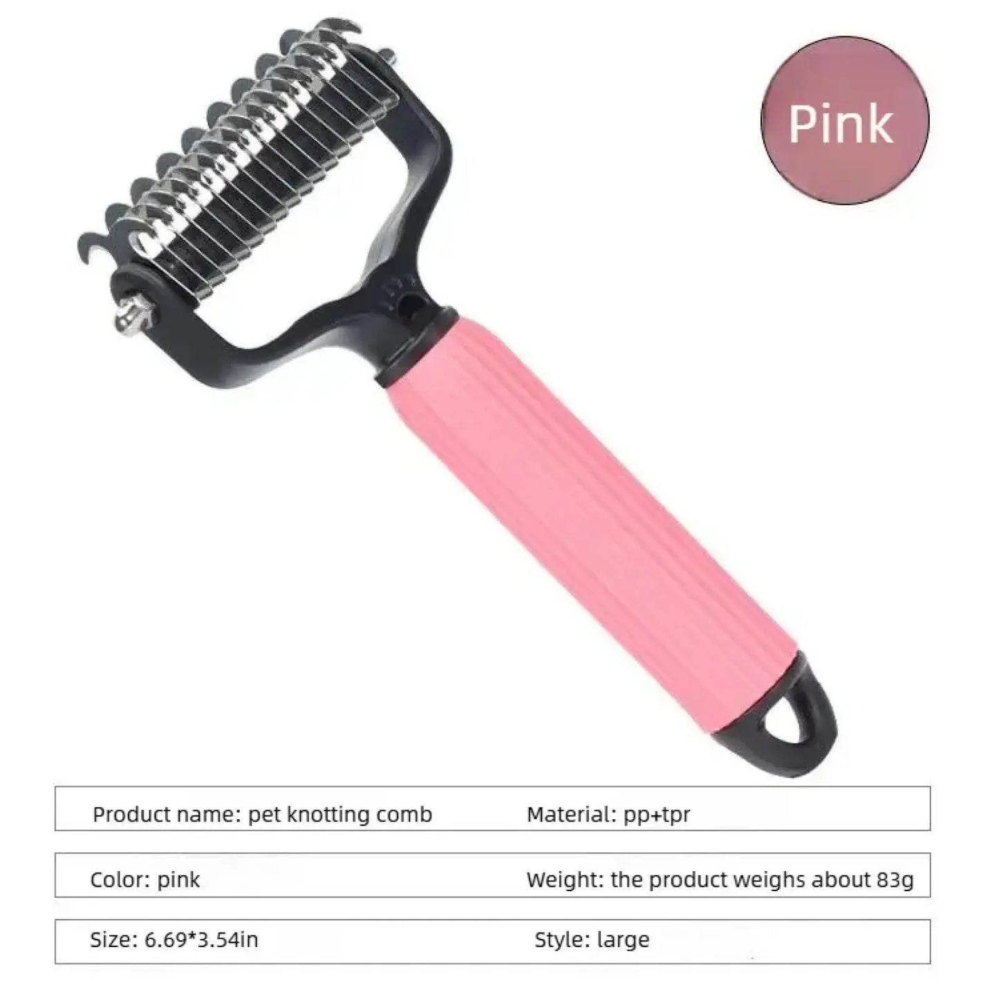 Professional Pet Grooming Tool: Universal Detangling Comb for Dogs with Stainless Steel Double-Sided Design for Effective Shedding and Matted Hair Management, Essential for Daily Coat Maintenance.