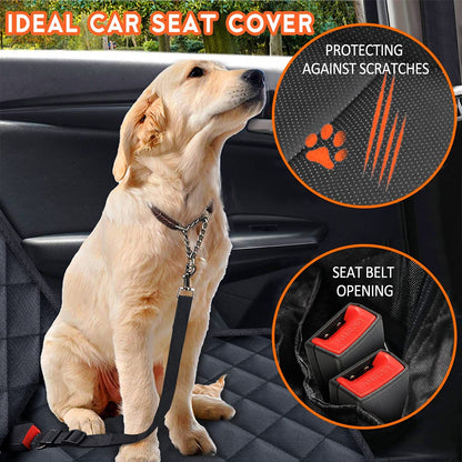 Dog Car Seat Cover - Waterproof Back Seat Protector for Pets, Non-Slip Design Compatible with Most Cars, SUVs, and Trucks - Black