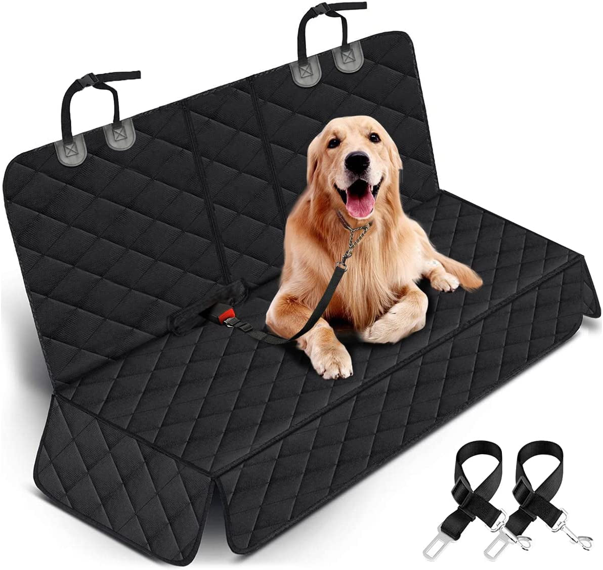 Dog Car Seat Cover - Waterproof Back Seat Protector for Pets, Non-Slip Design Compatible with Most Cars, SUVs, and Trucks - Black
