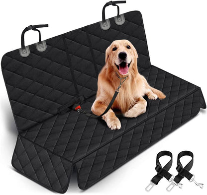 Dog Car Seat Cover - Waterproof Back Seat Protector for Pets, Non-Slip Design Compatible with Most Cars, SUVs, and Trucks - Black