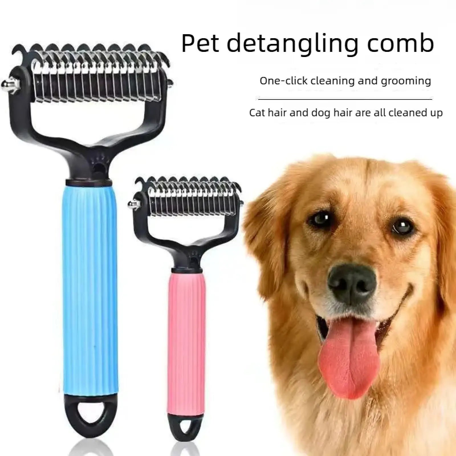 Professional Pet Grooming Tool: Universal Detangling Comb for Dogs with Stainless Steel Double-Sided Design for Effective Shedding and Matted Hair Management, Essential for Daily Coat Maintenance.