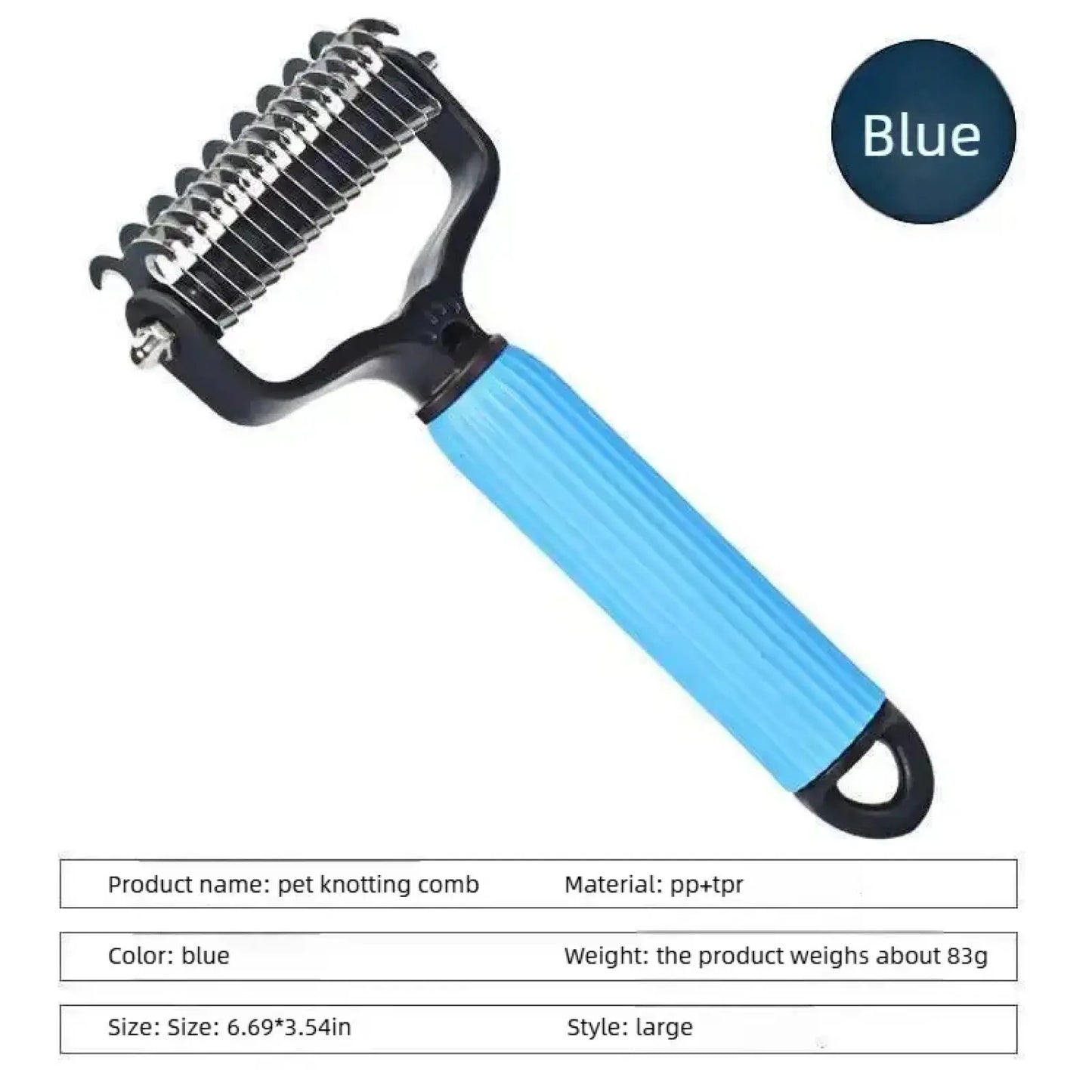 Professional Pet Grooming Tool: Universal Detangling Comb for Dogs with Stainless Steel Double-Sided Design for Effective Shedding and Matted Hair Management, Essential for Daily Coat Maintenance.