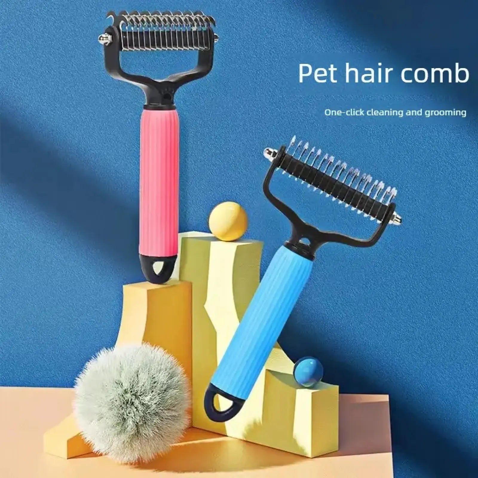 Professional Pet Grooming Tool: Universal Detangling Comb for Dogs with Stainless Steel Double-Sided Design for Effective Shedding and Matted Hair Management, Essential for Daily Coat Maintenance.
