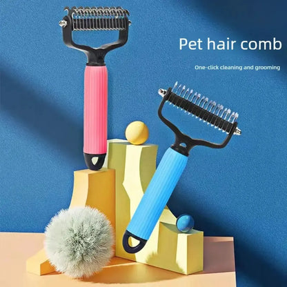 Professional Pet Grooming Tool: Universal Detangling Comb for Dogs with Stainless Steel Double-Sided Design for Effective Shedding and Matted Hair Management, Essential for Daily Coat Maintenance.